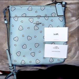 Blue/turquoise heart coach crossbody bag